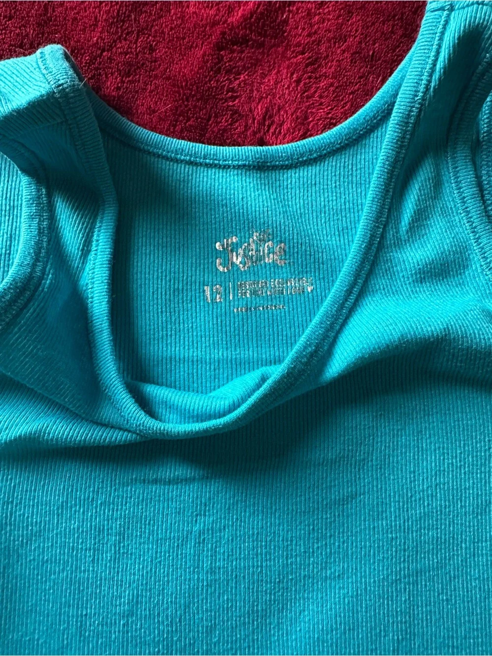 Justice Turquoise Ribbed Girls' Tank Top